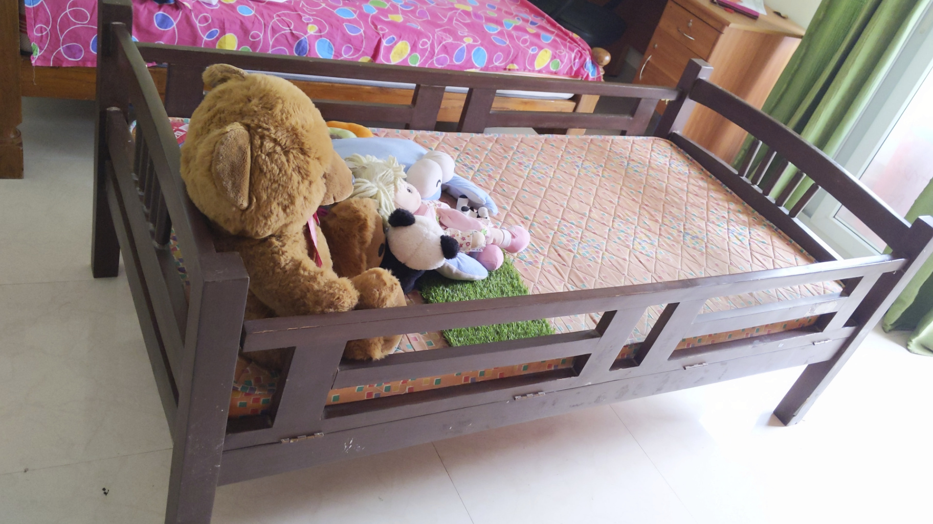 Premium Natural Wood Single Bed (6'x3') with Kurl-on Ortho Mattress - Image 4