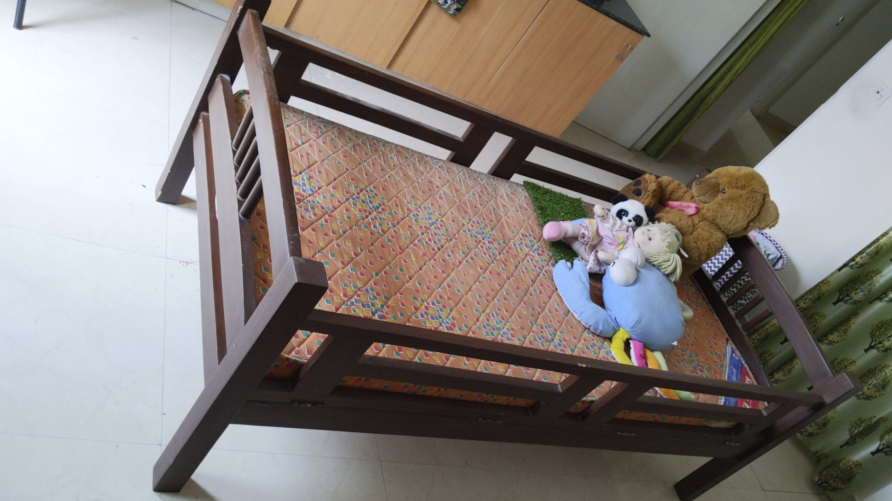 Premium Natural Wood Single Bed (6'x3') with Kurl-on Ortho Mattress - Image 1