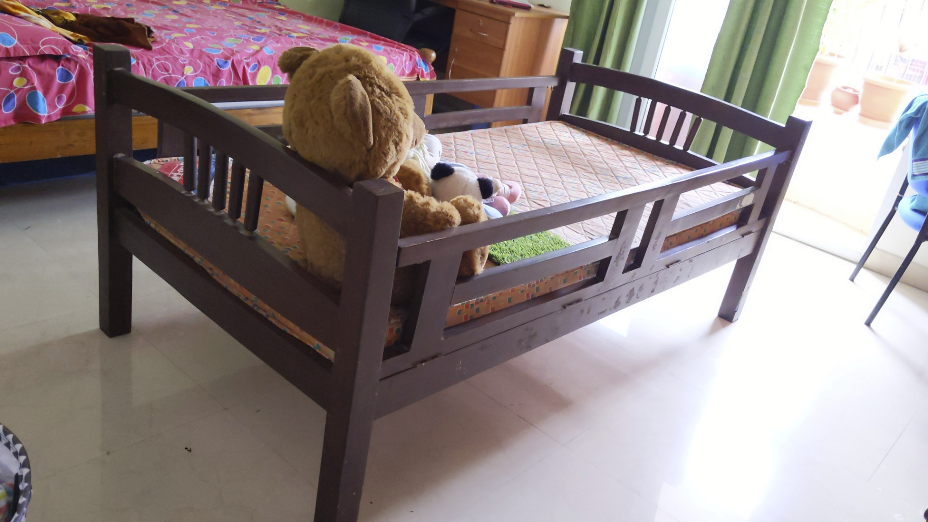 Premium Natural Wood Single Bed (6'x3') with Kurl-on Ortho Mattress - Image 2