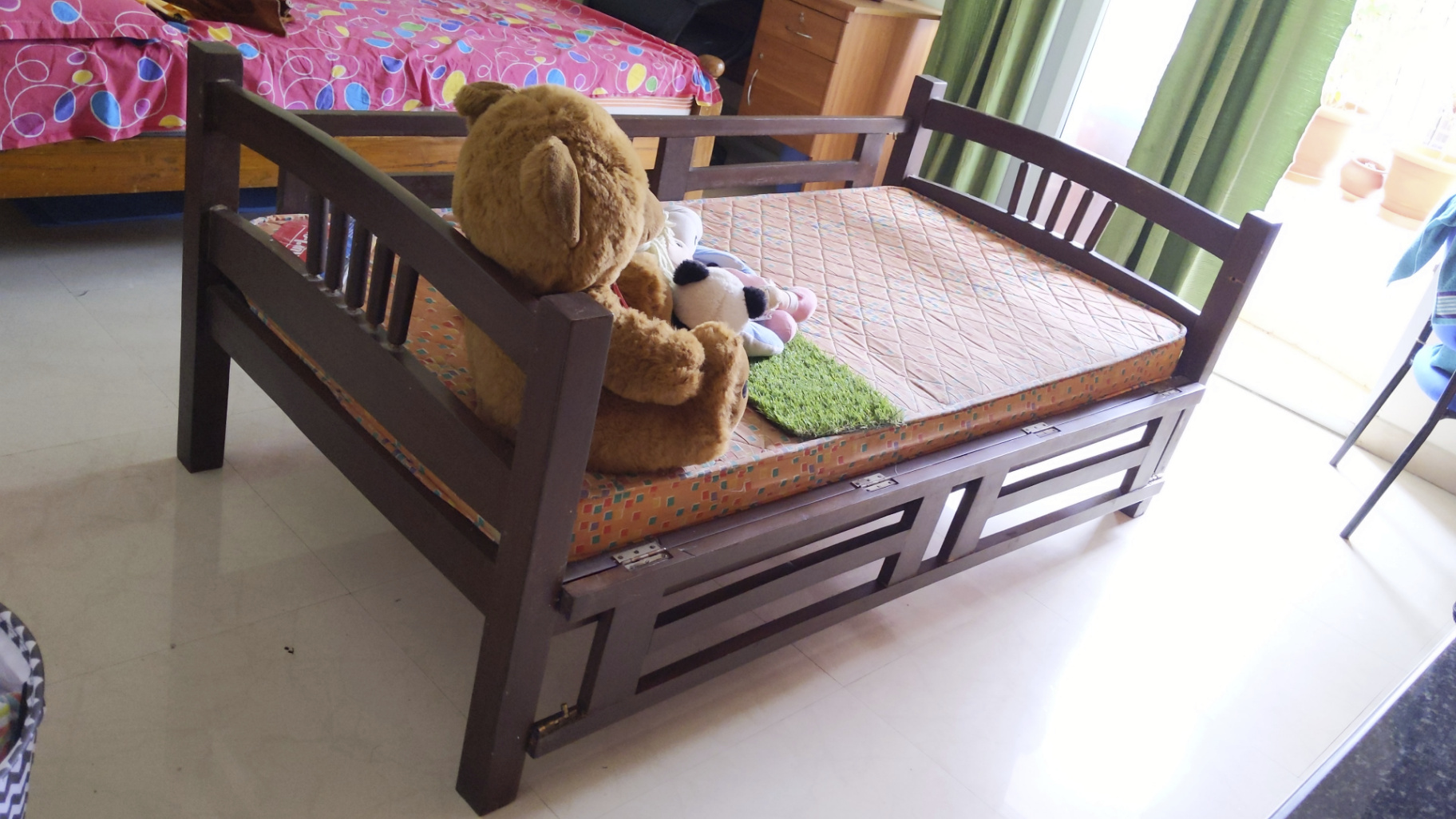 Premium Natural Wood Single Bed (6'x3') with Kurl-on Ortho Mattress - Image 3