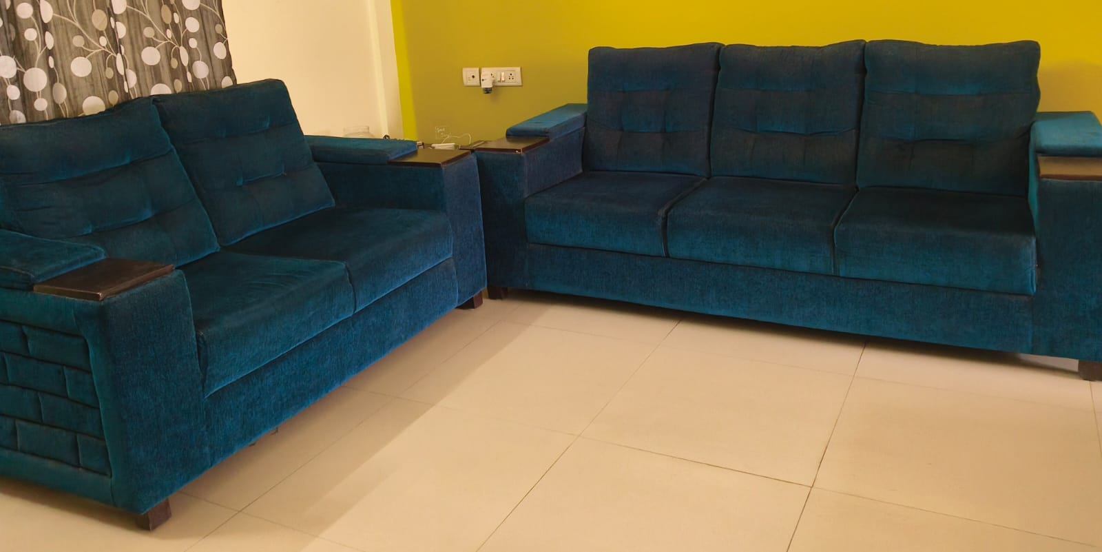 Custom made Sofa set 3+2 Peacock Blue - Image 1