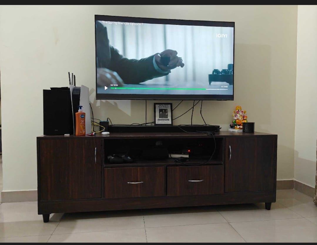 Dark Wood TV Unit with Storage - Image 2