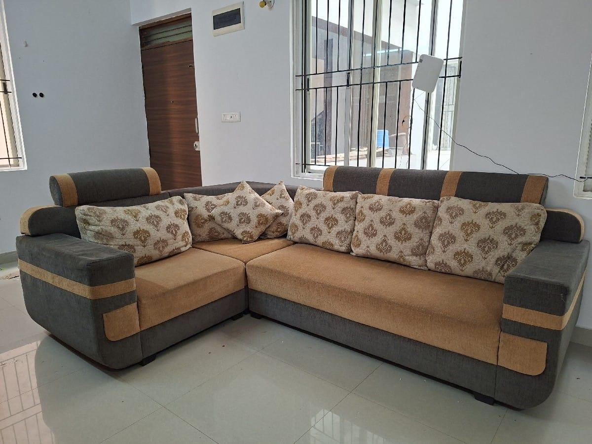 5 seater L shape sofa with cushion for sale - Image 2