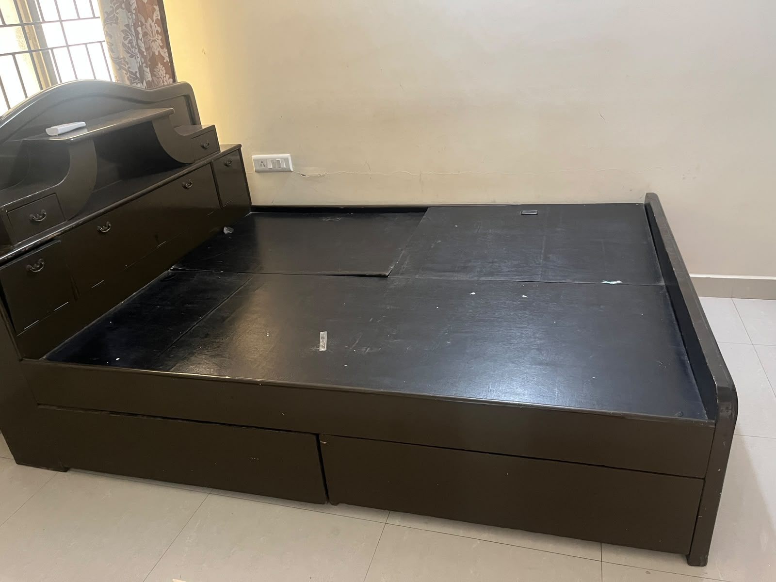 Wooden Bed with Storage – For Sale - Image 1