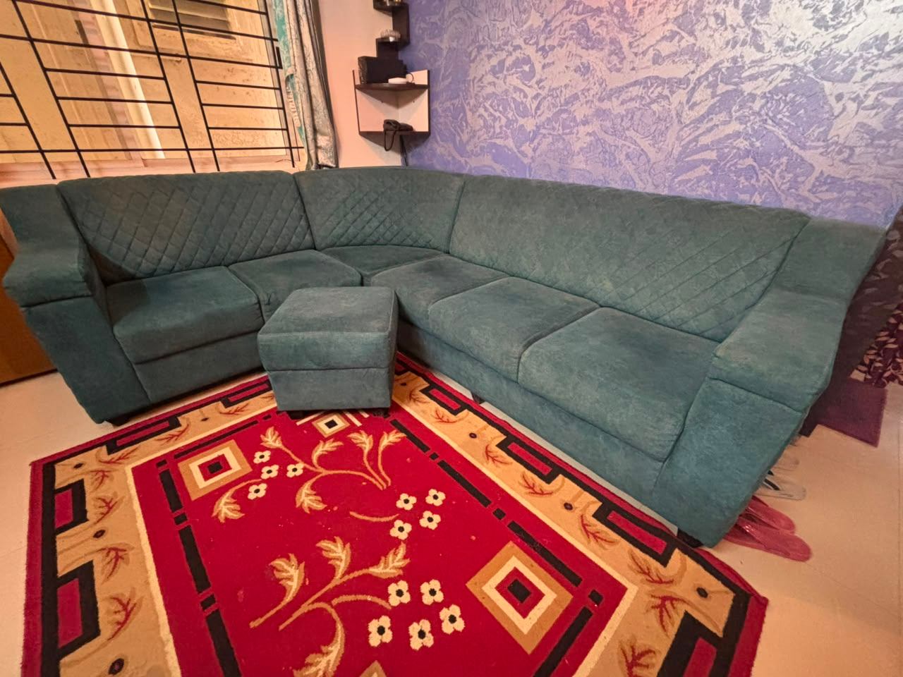 3+2+1 (corner) premium sofa with one puffy and 3 pillow - Image 1