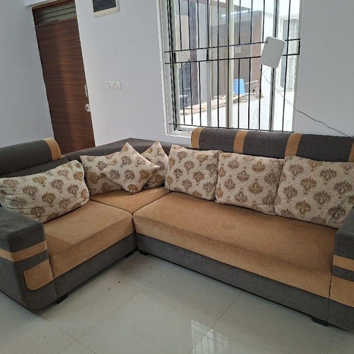 5 seater L shape sofa with cushion for sale - Thumbnail