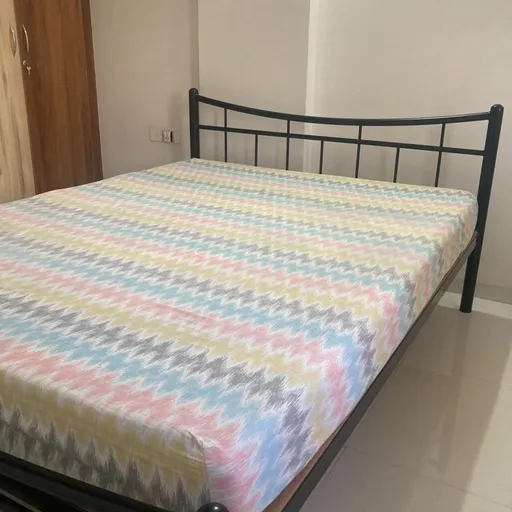 Queen Size Metal Bed Frame with Pressed Board Base - No Storage - Thumbnail