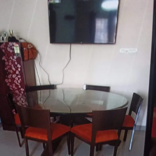 Premium 6-Seater Dining Table with Cushioned Chairs & 9mm Toughened Glass! - Thumbnail